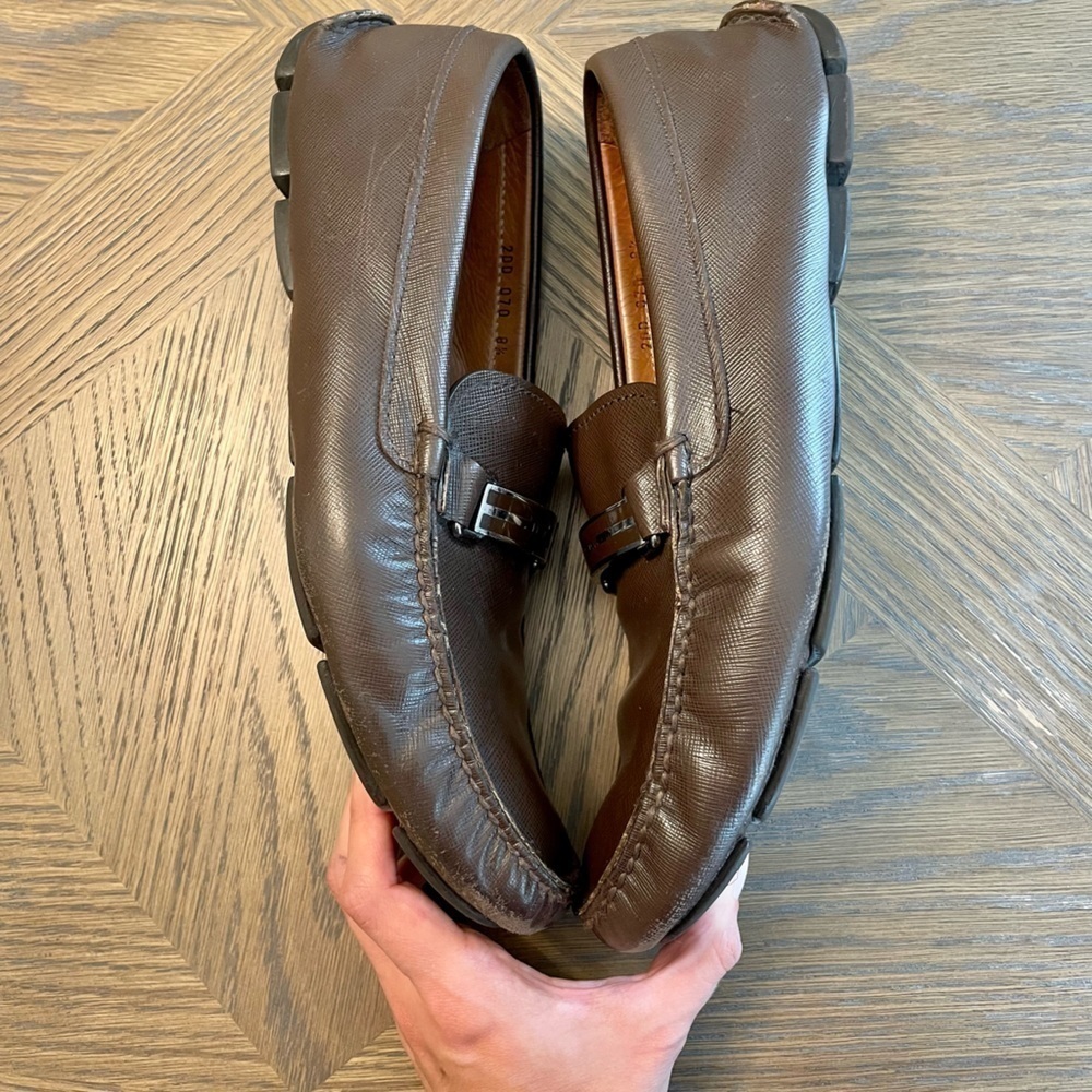 Authentic Prada Men’s Brown Driving Loafers Shoes - Picture 3 of 14
